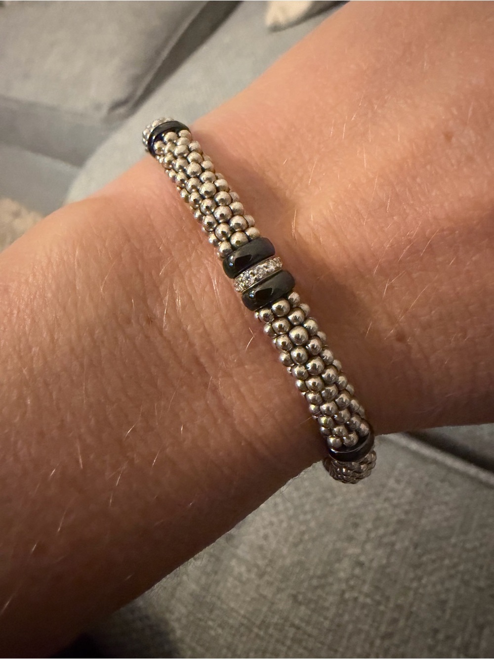 Lagos Black Single Station Diamond Caviar Bracelet | 6mm